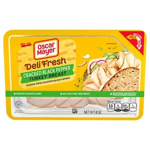 Oscar Mayer Deli Fresh Cracked Black Pepper Sliced Turkey Breast Deli Lunch Meat, 8 oz Package