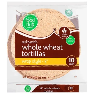 Food Club Tortillas, Whole Wheat, Wrap Style, 8 Inch 10 ea