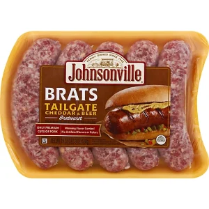 Johnsonville Bratwurst, Brats Tailgate Cheddar & Beer 19 oz