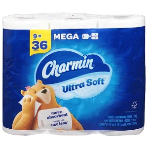 Charmin Bathroom Tissue, Unscented, Mega Rolls, 2-Ply 9 ea