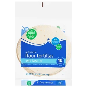 Food Club Flour Tortillas, Authentic, Soft Taco, 8 Inch 10 ea