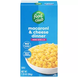 Food Club Mini Shells Macaroni & Cheese Dinner 7.25 oz